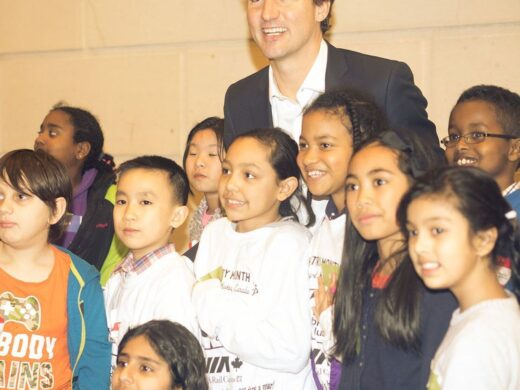 Children meet Canadian Prime Minister, Justin Trudeau, during their trip to Ottawa