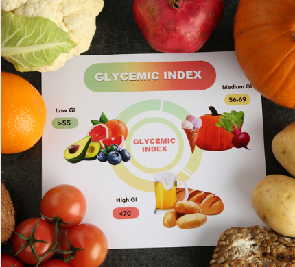 Infographic showing glycemic index of different foods.